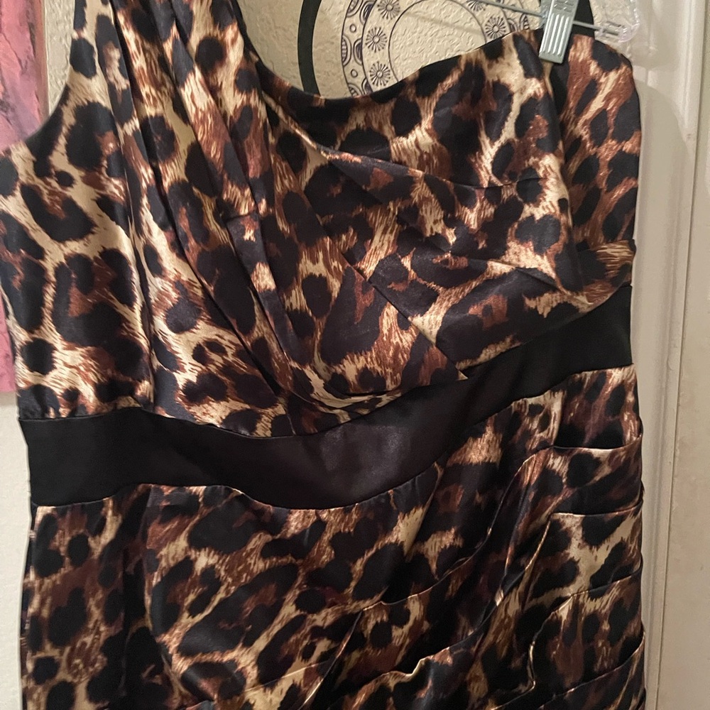 Snap Plus Size Womens zipper sides animal print cold shoulder dress size 16W pre - Picture 9 of 14